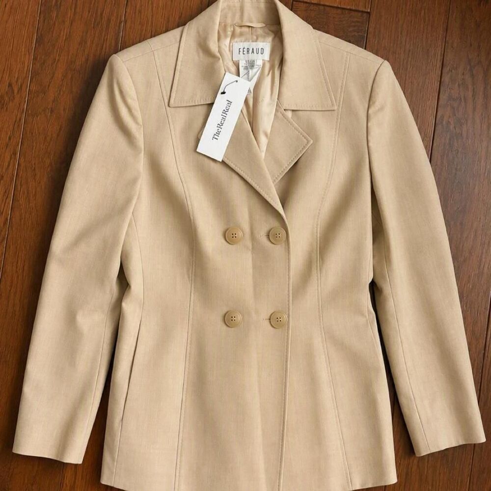 Louis-feraud Women's Tan and Cream Jacket